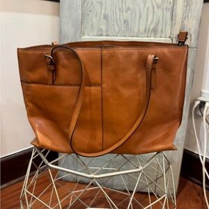 Elegant Tan Leather Tote Bag